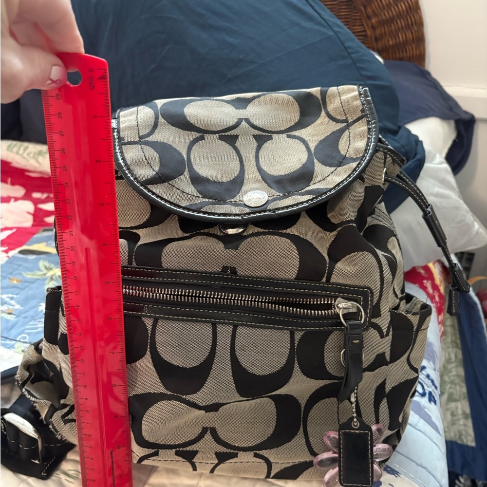 Coach Black and GreySignature Canvas Drawstring Backpack - Picture 7 of 9